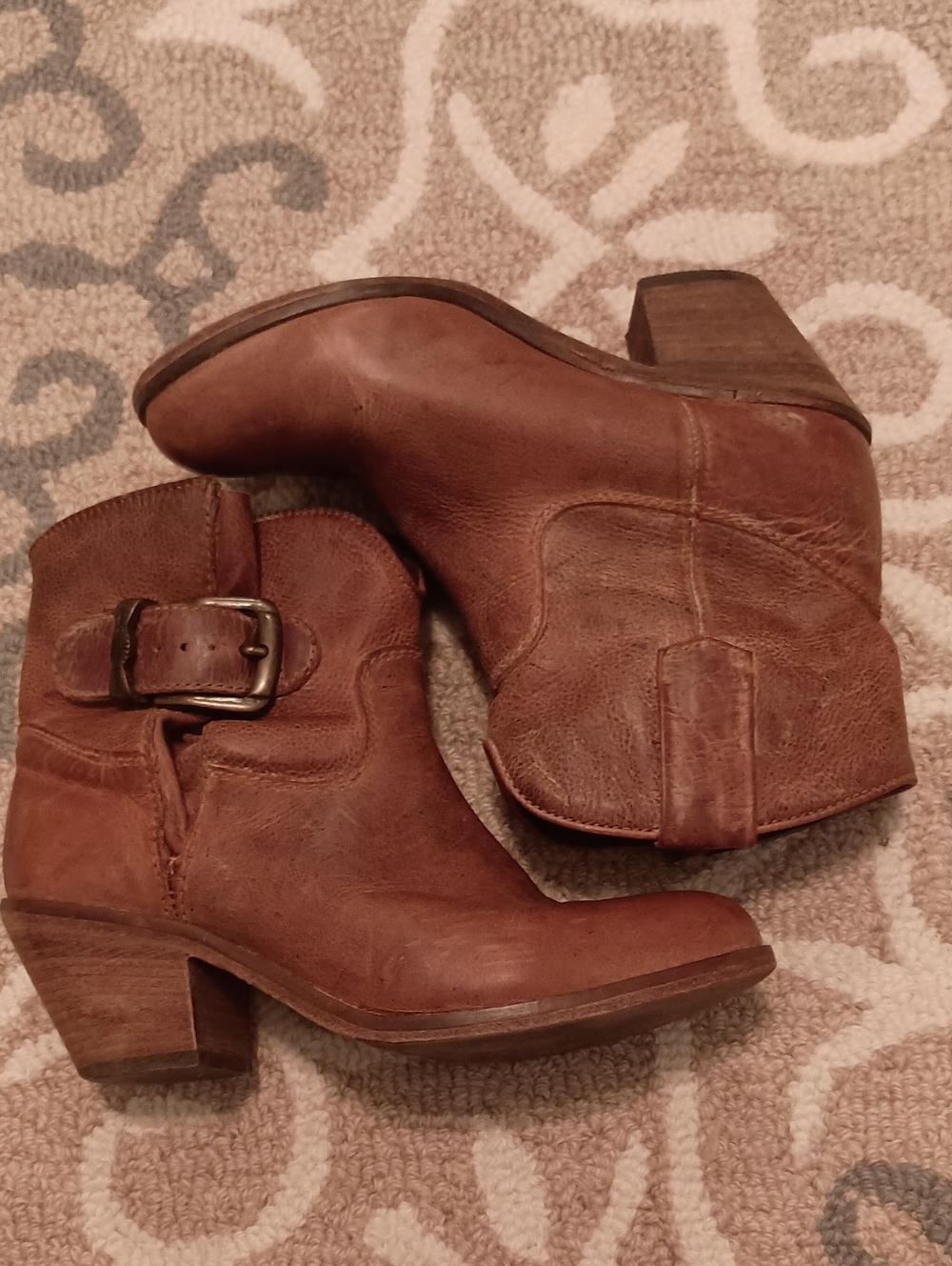 Corral Leather Ankle Booties with Side Buckle Detail - Picture 2 of 7